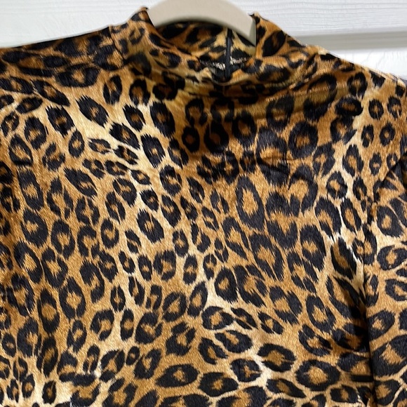 NWT! Vintage 90’s Page 3 Leopard Velvet Mock Neck Bodysuit M - Picture 4 of 8